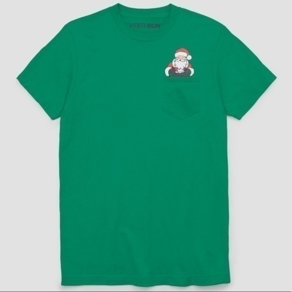 Fifth Sun Ugly Holiday Santa With Coal T-Shirt NWT